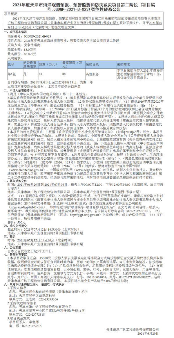 2021年度天津市海洋观测预报、预警监测和防灾减灾项目第二阶段(图1)